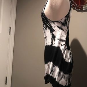 L.O.L. Collection Black and White Tie Dye Top /Dress Cover Up